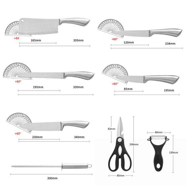 Премиум Комплект Кухненски Ножове с Поставки – 9 Части